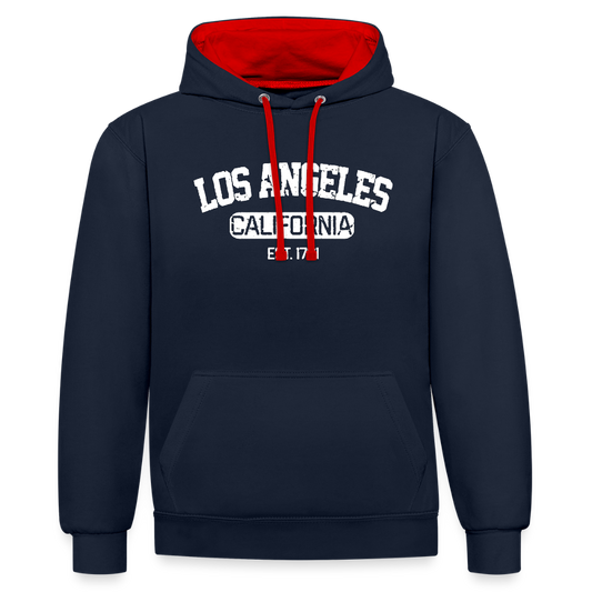 Contrast Colour Hoodie - navy/red