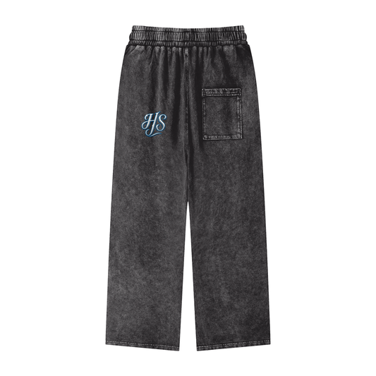 Acid Wash Straight Leg Pants - 360 GSM