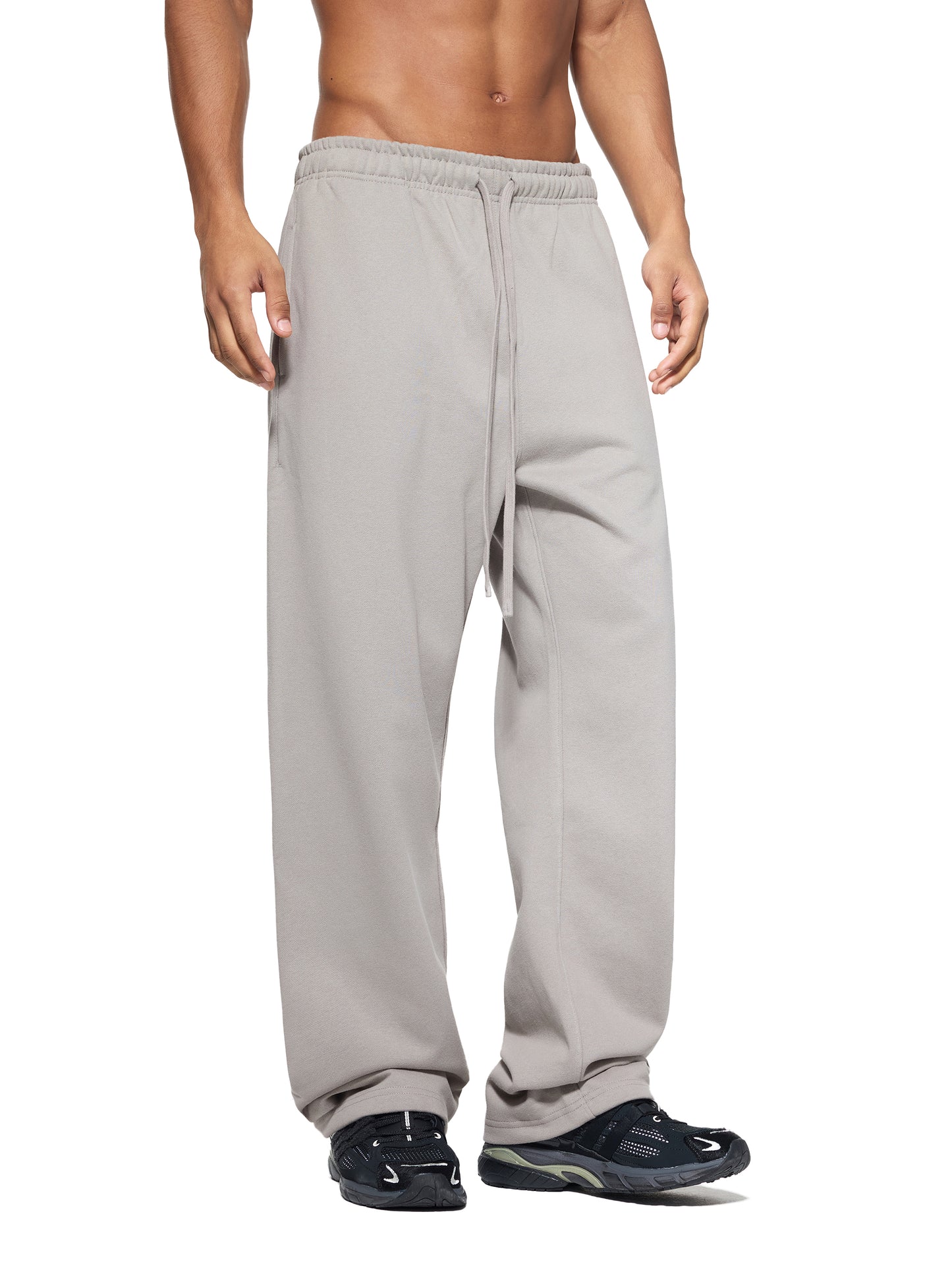 Solid Color Straight-Leg Sweatpants