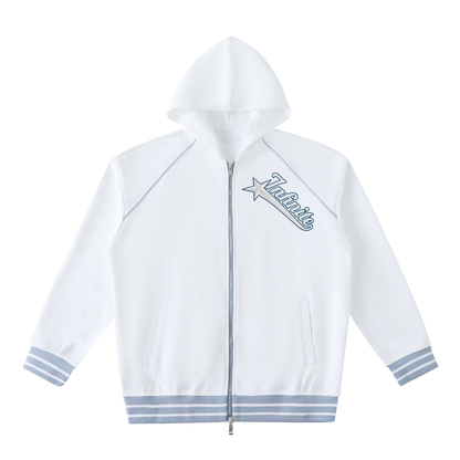 Striped Trim Zip-Up Hoodie