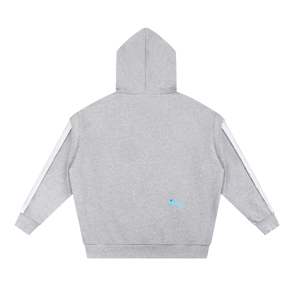 Contrast Tape Raw Edge Double Layered Zip Hoodie