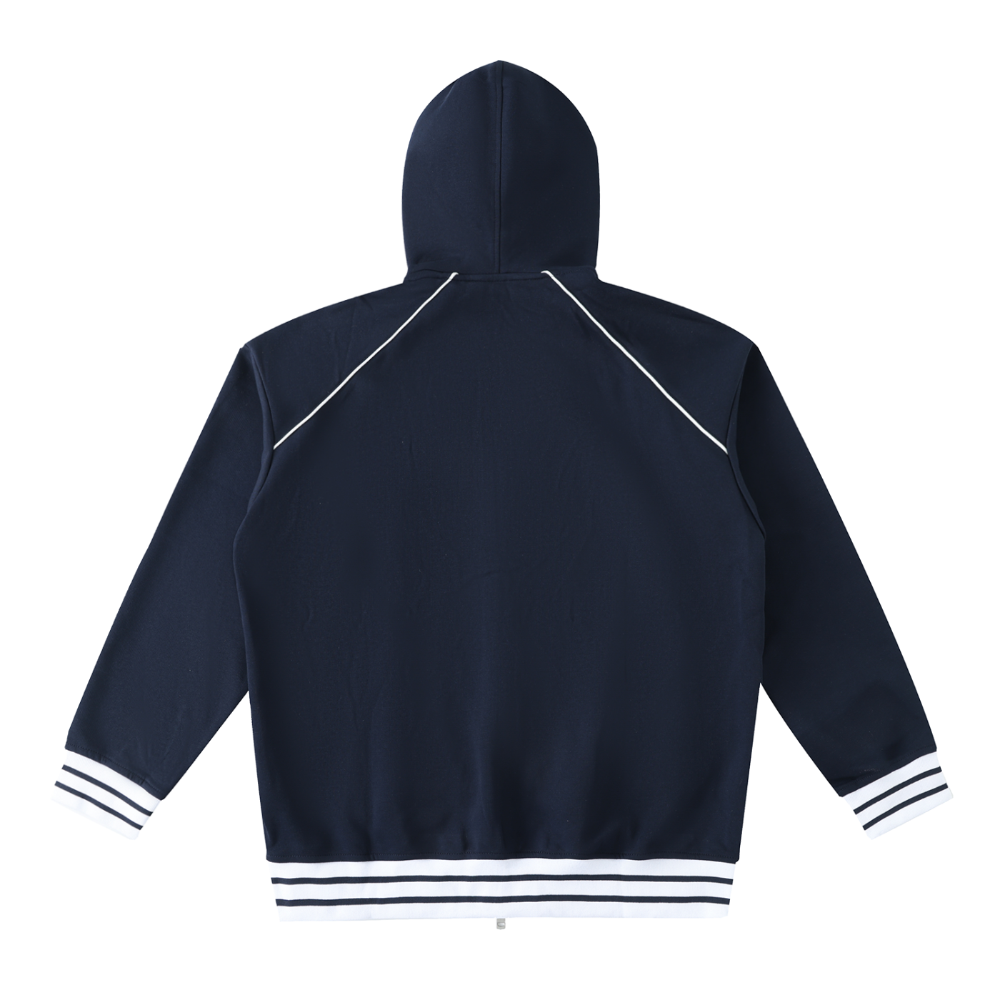 Striped Trim Zip-Up Hoodie