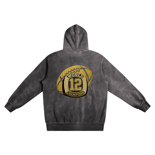 Heavyweight Pure Cotton Hand-Frayed Monkey Washed Hoodie