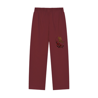 Solid Color Straight-Leg Sweatpants