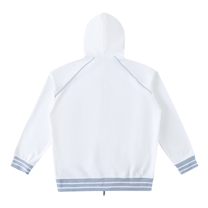Striped Trim Zip-Up Hoodie