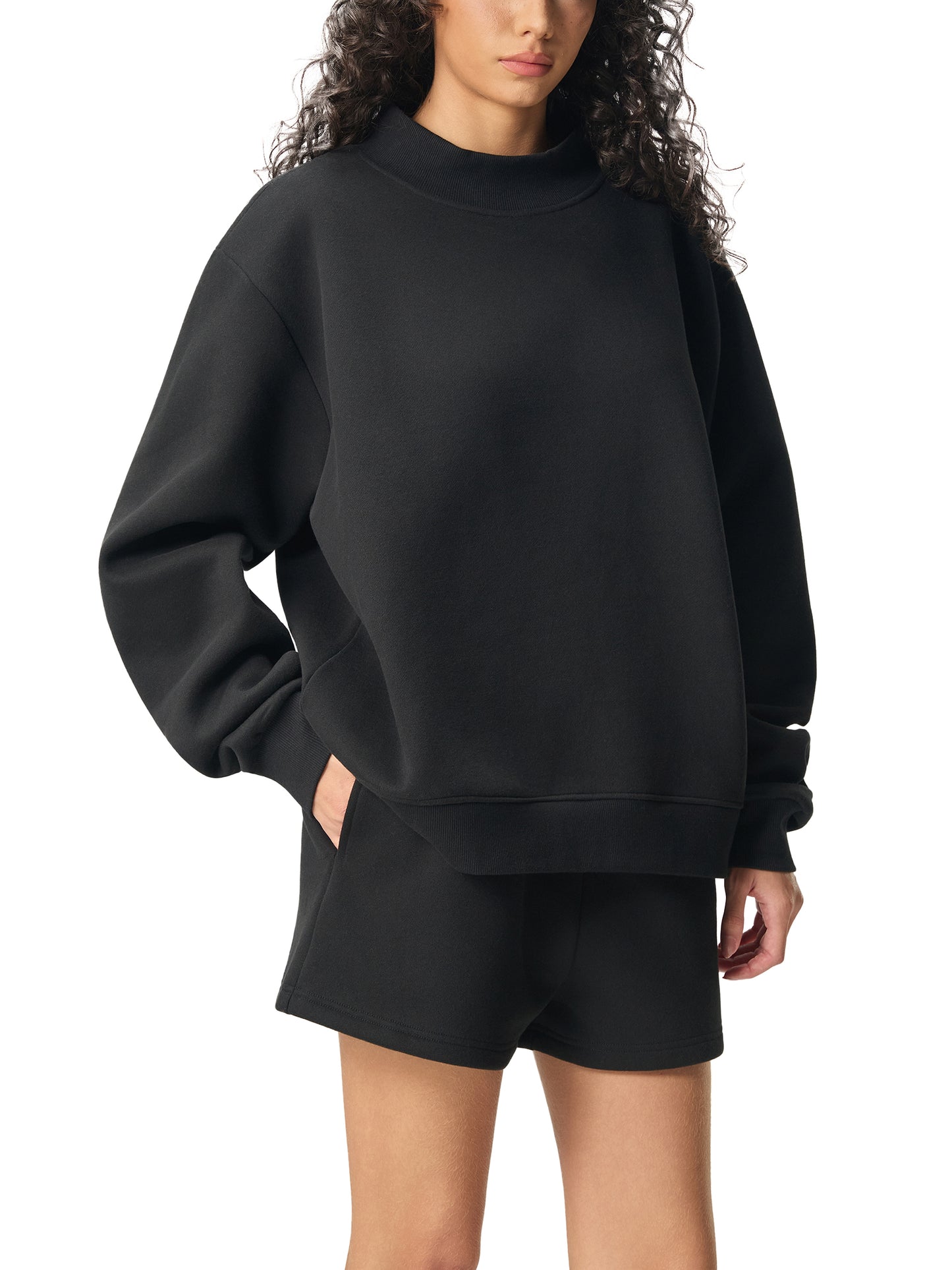 Essential Fleece Mid-Neck Crew Sweatshirt